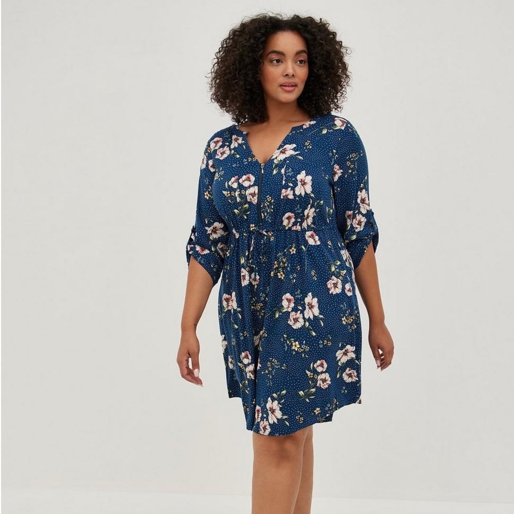 Torrid Mini Challis Zip Front Shirt Dress Size 2